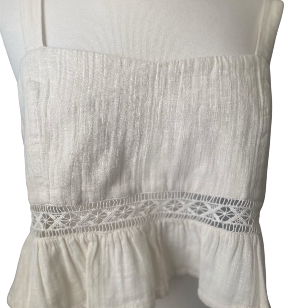 Roxy Cream Eyelet Cropped Ruffle Tank - Picture 4 of 9
